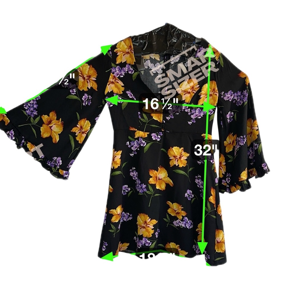 Forever 21 Black Dress with Yellow and Purple Floral - Picture 10 of 16